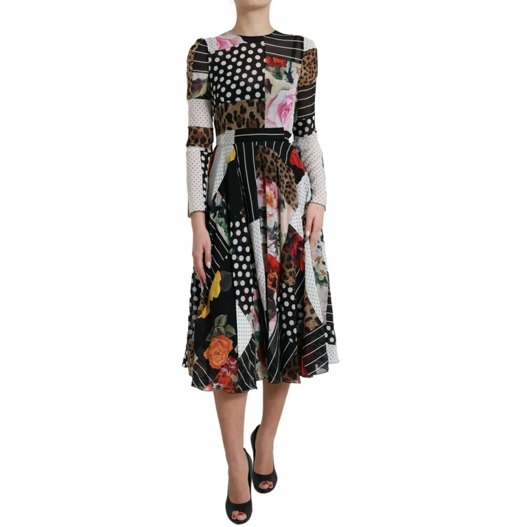 Dolce & Gabbana Multicolor Patchwork Floral Leopard Dress - Women