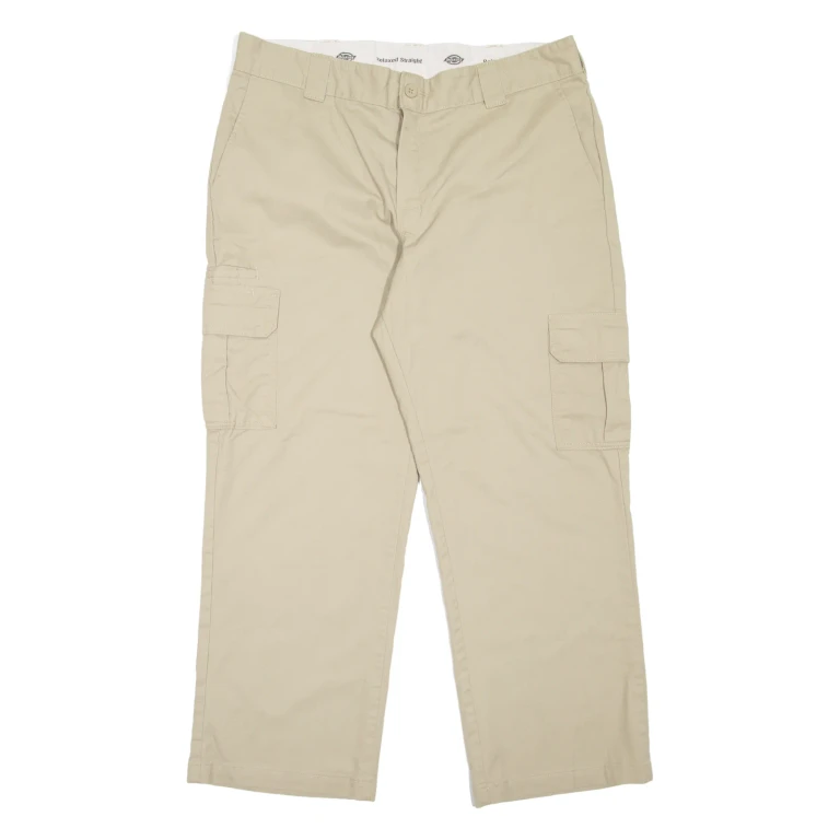 DICKIES Cargo Workwear Mens Trousers Beige Relaxed Straight W38 L30