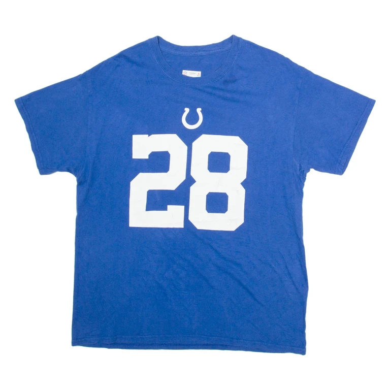 NFL Colts 28 Mens T-Shirt Blue USA L