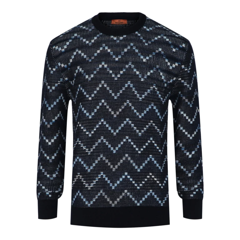 Zig-Zag Crewneck Pullover Sweater