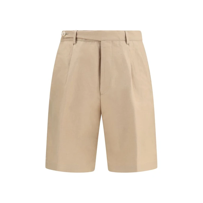 Beige Cotton Bermuda Shorts - Men