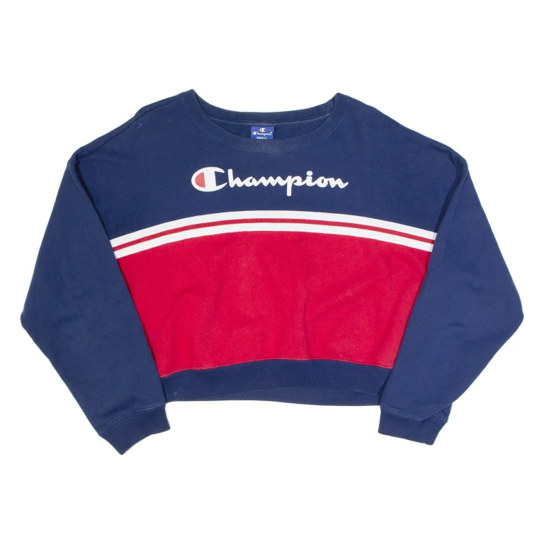 CHAMPION Cropped Womens Sweatshirt Blue S