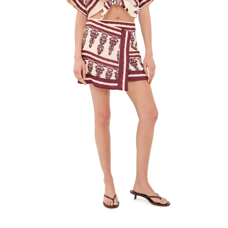 Johanna Ortiz Roots Wrap Skirt Ecru/Wine 4