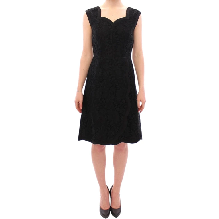 Dolce & Gabbana Black Floral Lace Sicily Runway Dress Cotton - Women