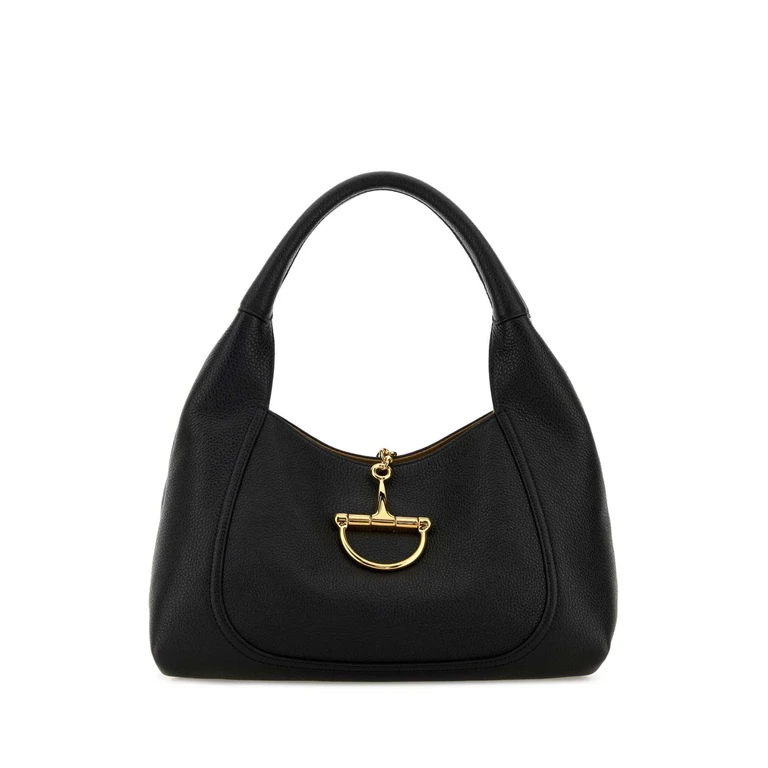 Gucci Black Leather Shoulder Bag Blackblackblack Calf Skin Borse A Mano - Women