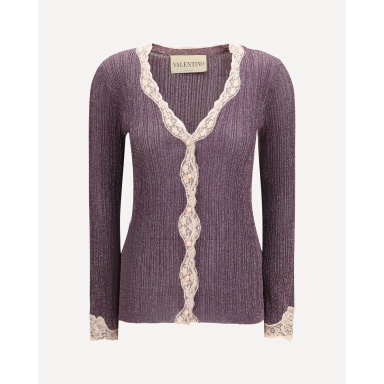 VALENTINO Cardigan in maglia Lurex con pizzo Donna L