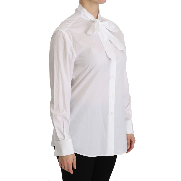 Dolce & Gabbana White Turtle Neck Long Sleeve Polo Shirt Cotton - Women