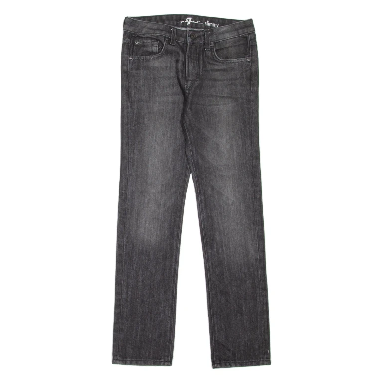 7 FOR ALL MANKIND Slimmy Womens Jeans Grey Slim Skinny Stone Wash W27 L27