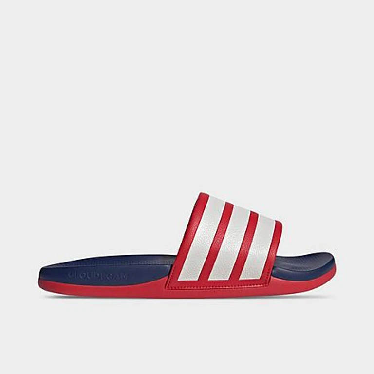 adidas Women's Adilette Comfort 2.0 Slide Sandals in Better Scarlet/Crystal White/Dark Blue Size: 4.0