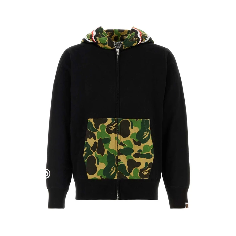 Black Cotton Abc Camo Shark Sweatshirt Exterior: Maglieria - Men