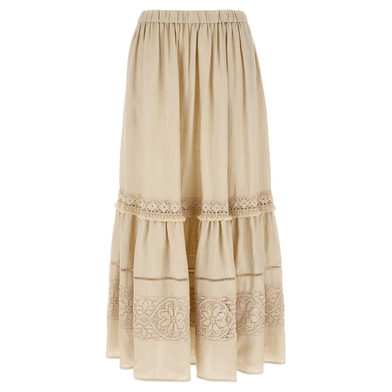 Max Mara Beige Linen Mini Skirt - Women