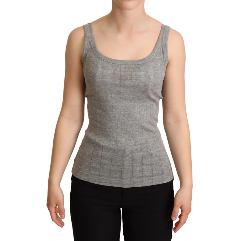 Dolce & Gabbana Gray Cotton Modal Canotta Tank Top T-Shirt - Women