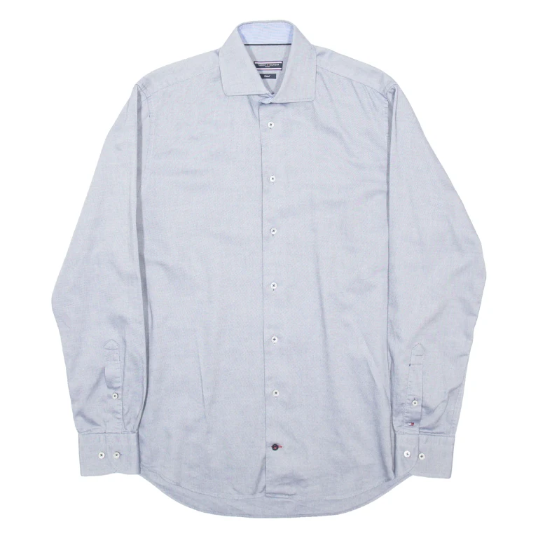 TOMMY HILFIGER Fitted Mens Formal Shirt Blue Long Sleeve M