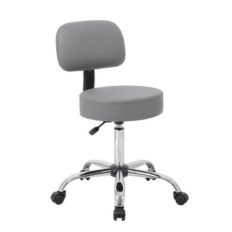 Adjustable Gray Medical Stool with Back
