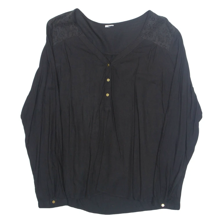 Womens Top Black V-Neck Long Sleeve L