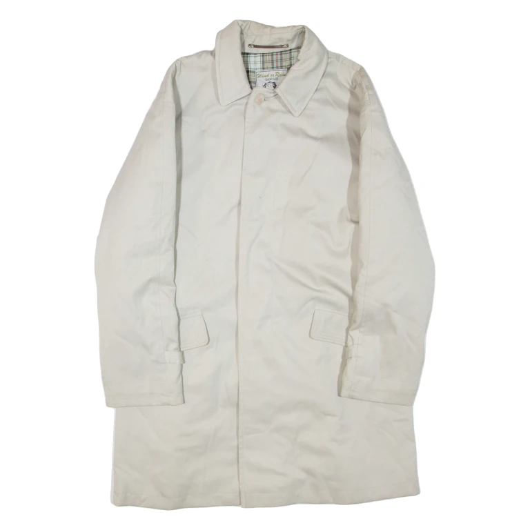 WIND OR RAIN Belted Mens Trench Jacket Cream L