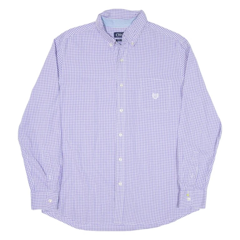 CHAPS Mens Shirt Purple Check Long Sleeve L