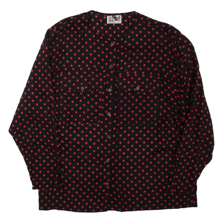 THE LEGEND Womens Printed Top Black Long Sleeve Spotted L