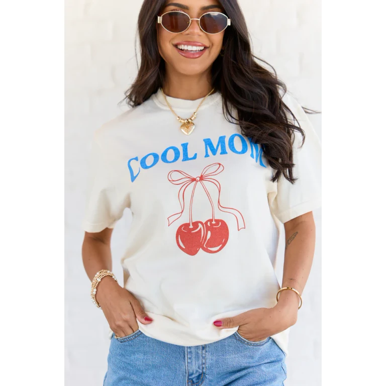 Cool Mom Cherry Ivory Graphic Tee