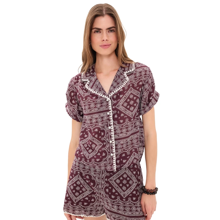 Ilene Button Down Shirt Raisin/Dove L