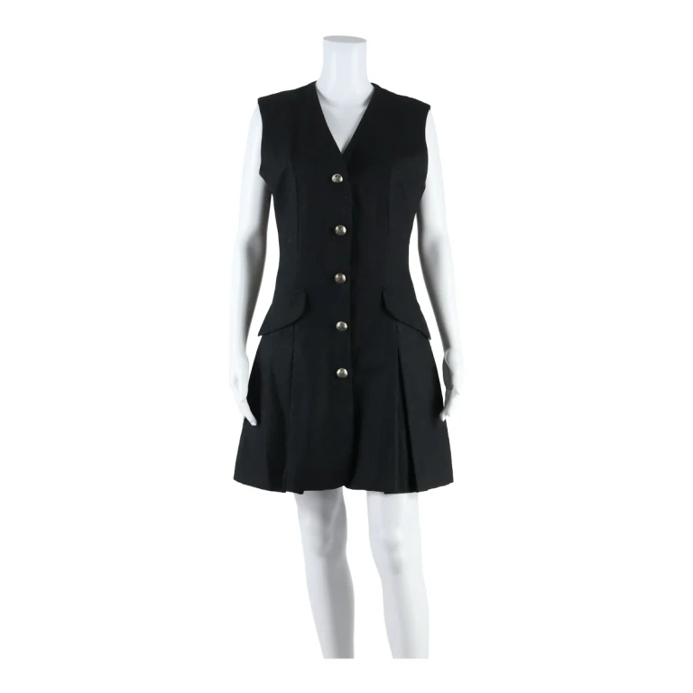 SWISH Lined Womens Jacket Dress Grey Wool Sleeveless Knee Length L