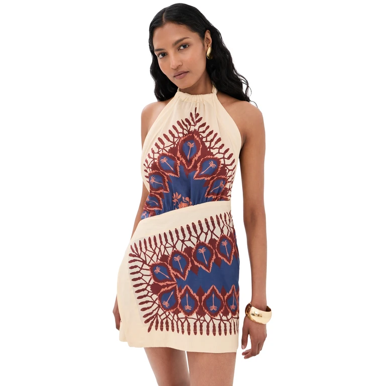 Johanna Ortiz Salt Dreamer Mini Dress Ecru/Blue 12