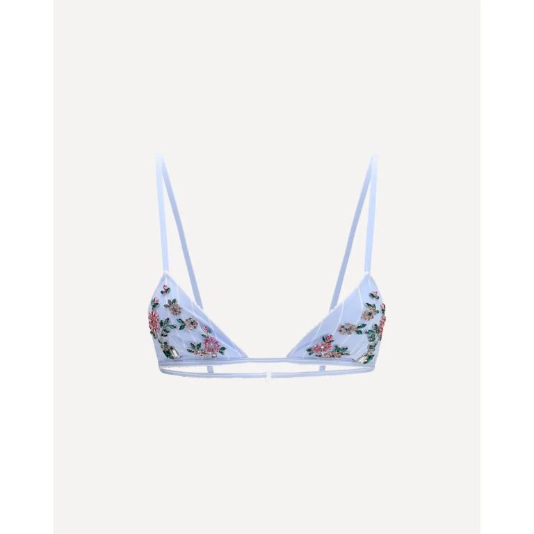 Striped poplin embroidered Bra Female 1