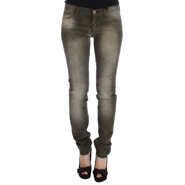 Ermanno Scervino Gray Wash Cotton Blend Slim Fit Jeans Clothing - Women