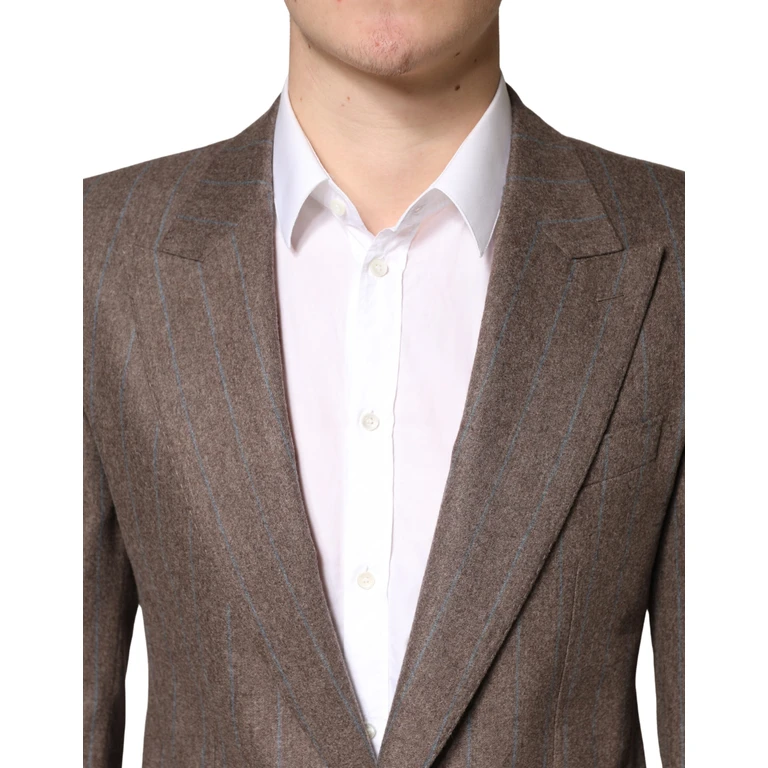 Dolce & Gabbana Brown Stripes Single Breasted Blazer Virgin Wool Clothing - Men