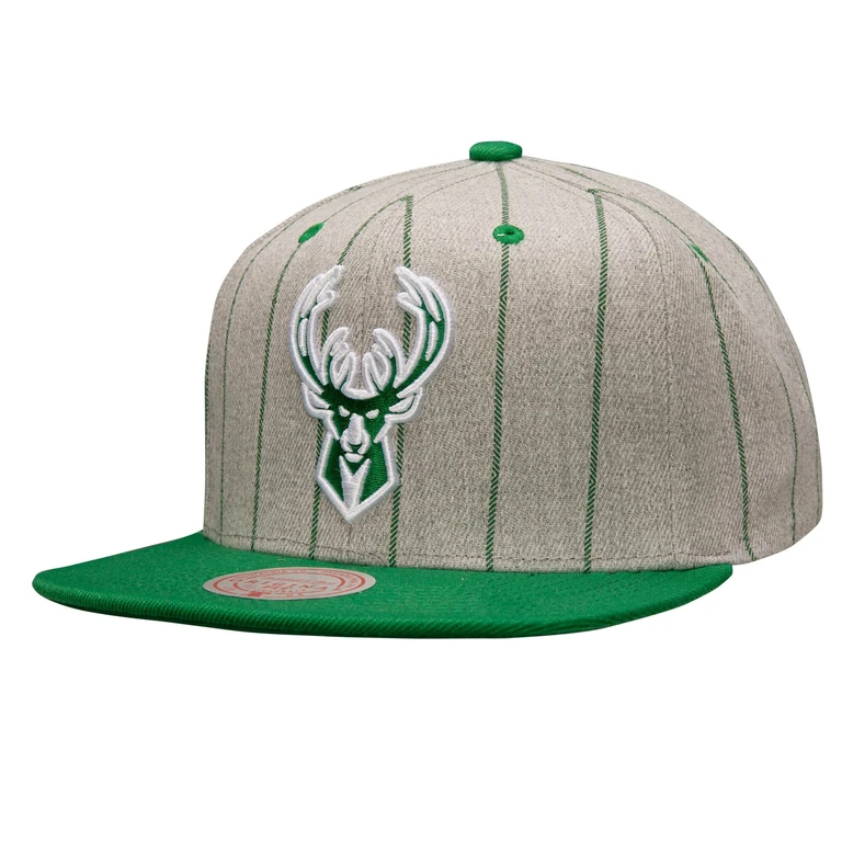 Men's NBA Gray Pin Pop Snapback Bucks Snapback Caps