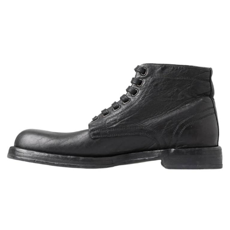 Dolce & Gabbana Black Horse Leather Perugino Boots - Men