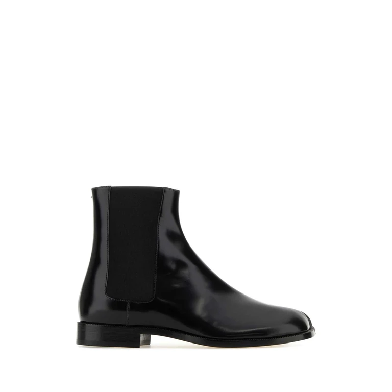 Black Leather Tabi Ankle Boots Stivali - Men