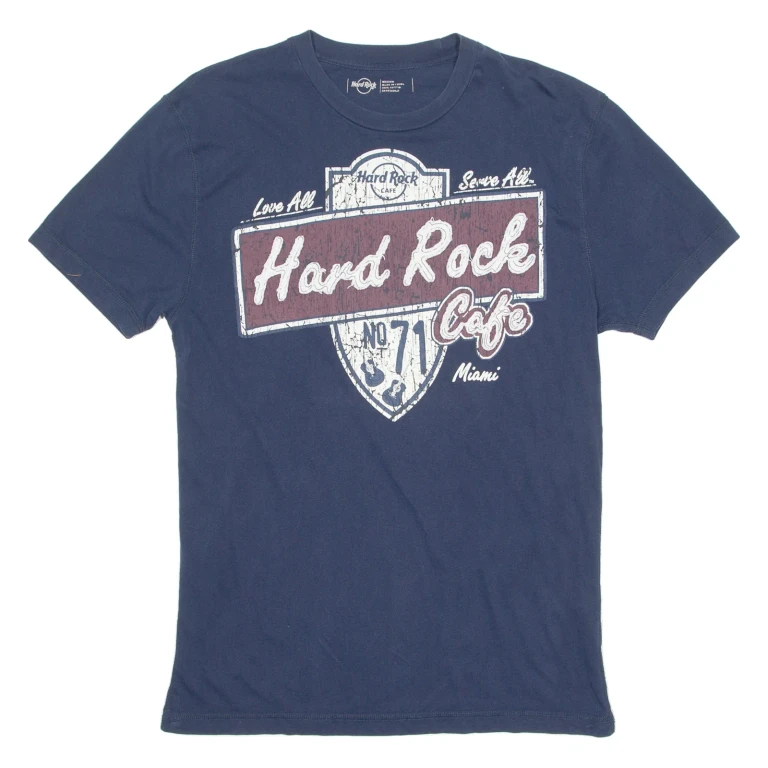HARD ROCK CAFE Miami Mens T-Shirt Blue Crew Neck M