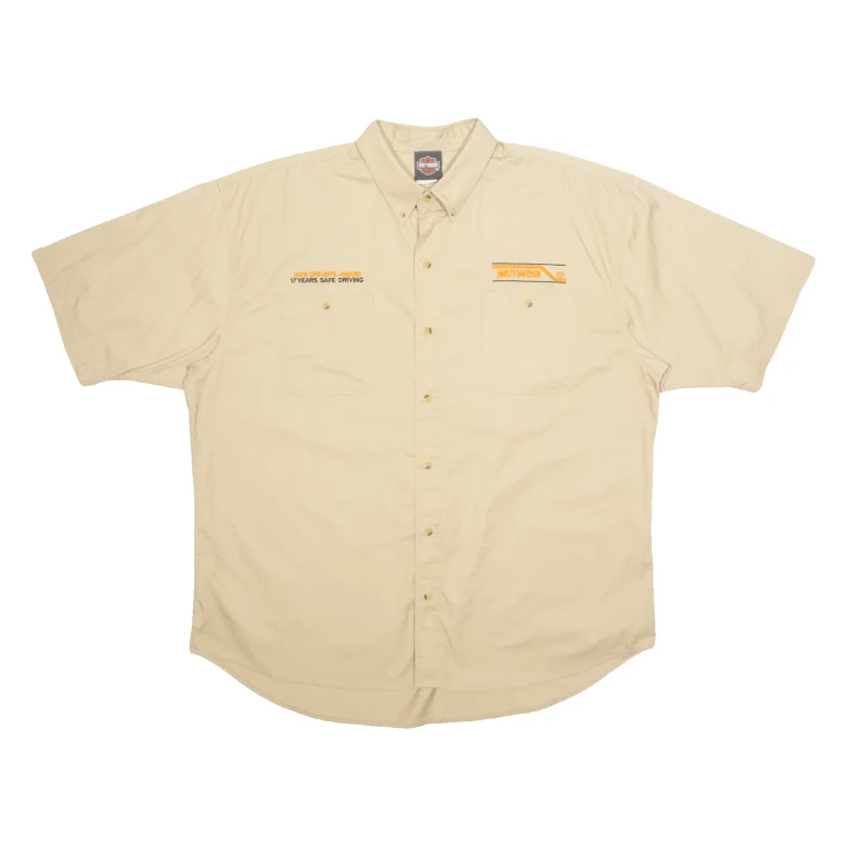 HARLEY DAVIDSON 2008 Driver's Award Mens Plain Shirt Brown 2XL
