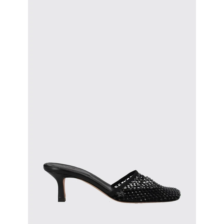 Mesh Mules with Square Toe and Rhinestone Embellishment on the Mid-Heel (316636P6100NERO)