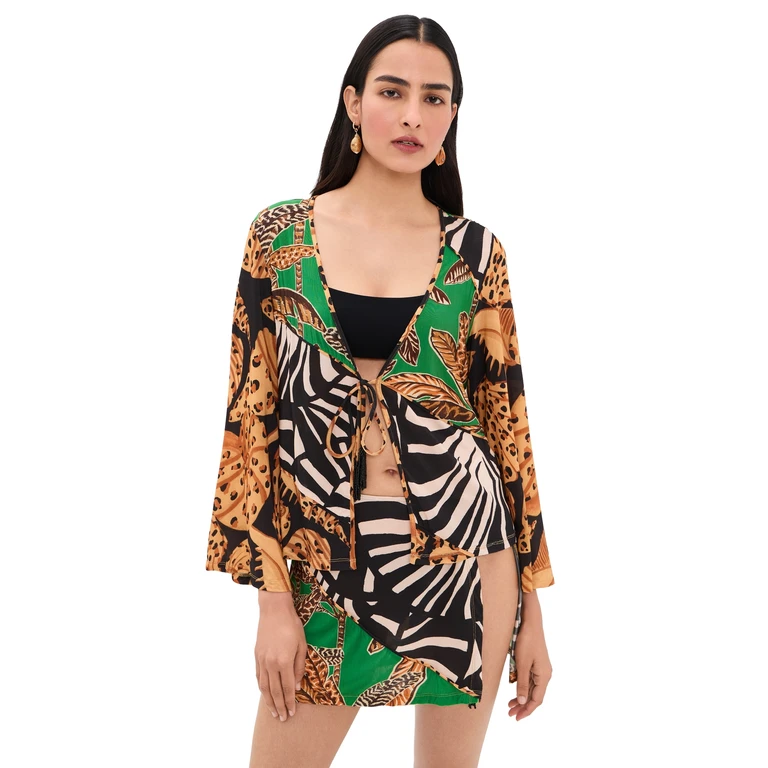 FARM Rio Open Front Blouse Animal S