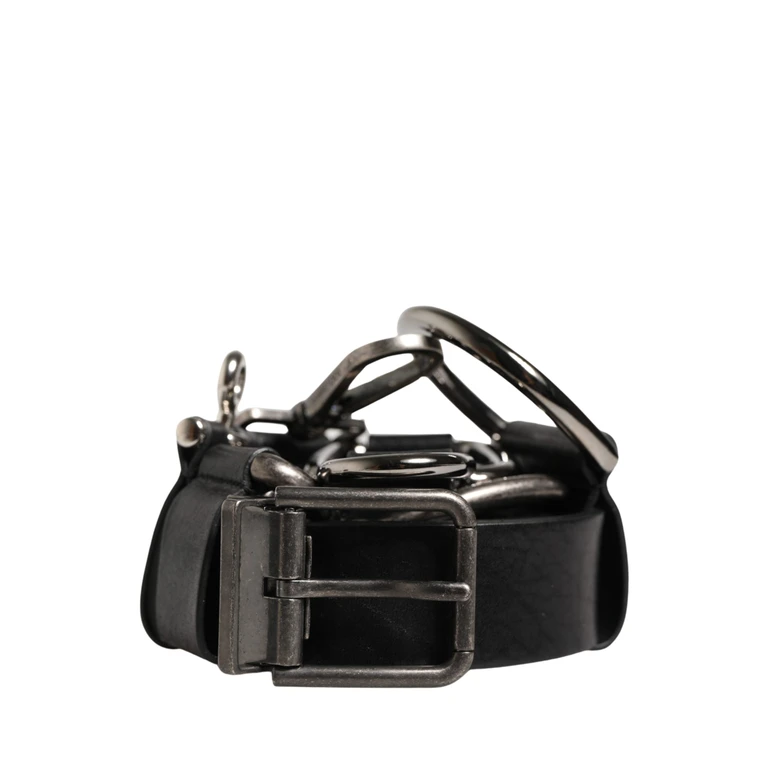 Dolce & Gabbana Black Calf Leather Silver Metal Buckle Belt - Men