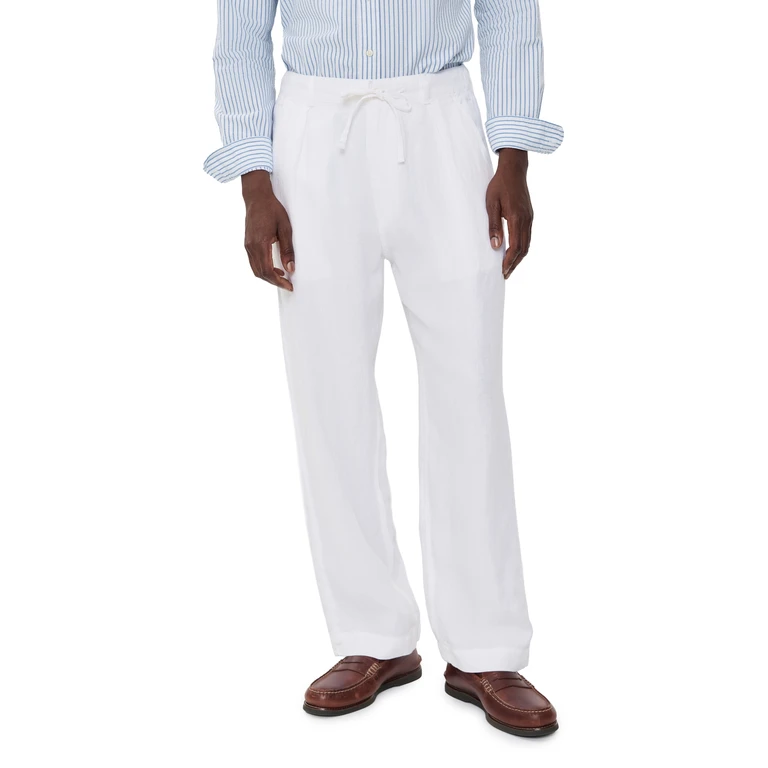 Original Label Linen Pleated Relaxed Pants Ceramic White M