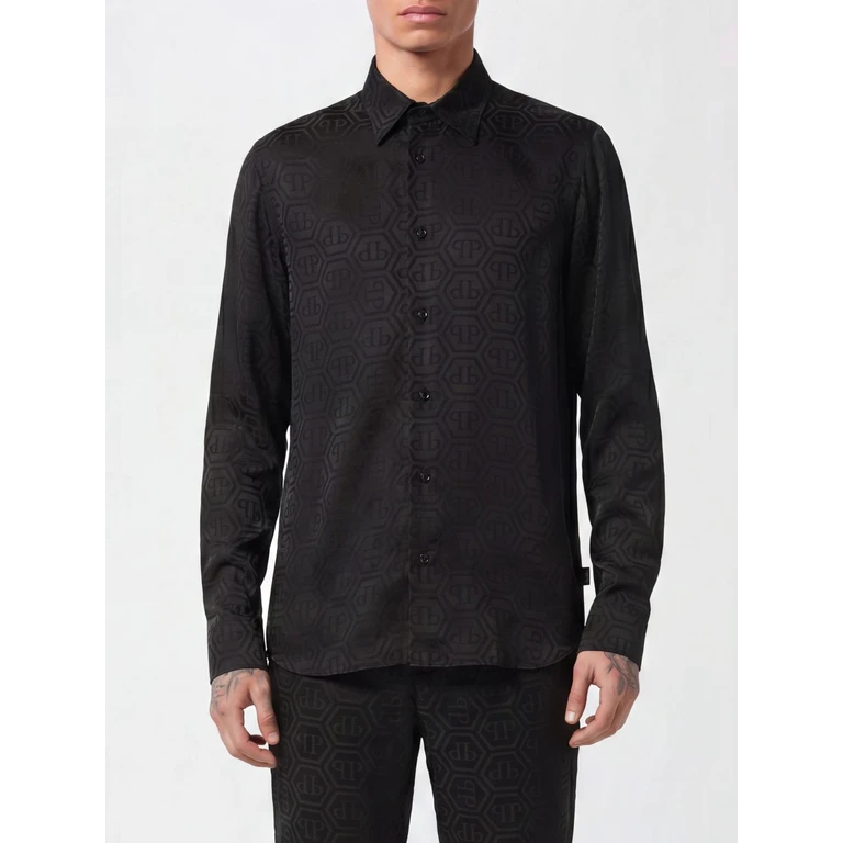 Sugar Daddy Slim Fit Silk Shirt with Hexagon Monogram (FAECMRP2488PTE104N02)