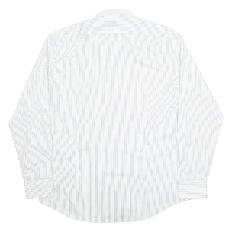 TOMMY HILFIGER Fitted Mens Shirt White Pinstripe Long Sleeve 2XL