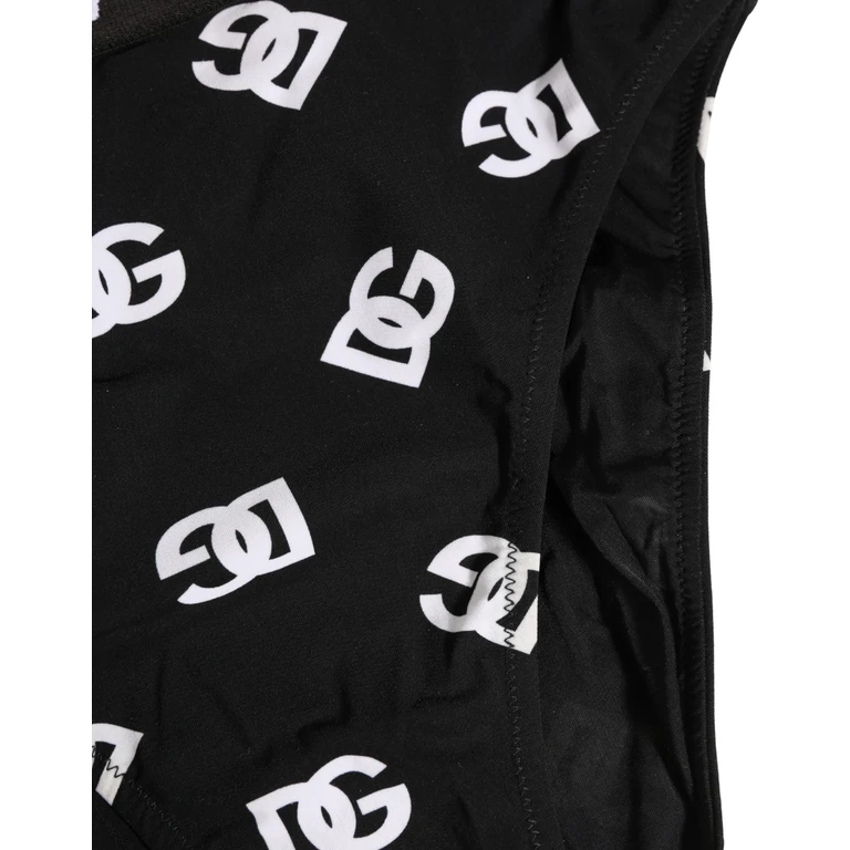 Dolce & Gabbana White Black Logo Waistband Midi Brief Underwear And Elastane Nylon Clothing - Women