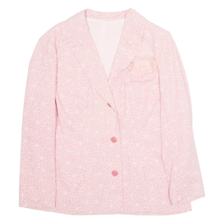 Womens Blazer Jacket Pink Floral L