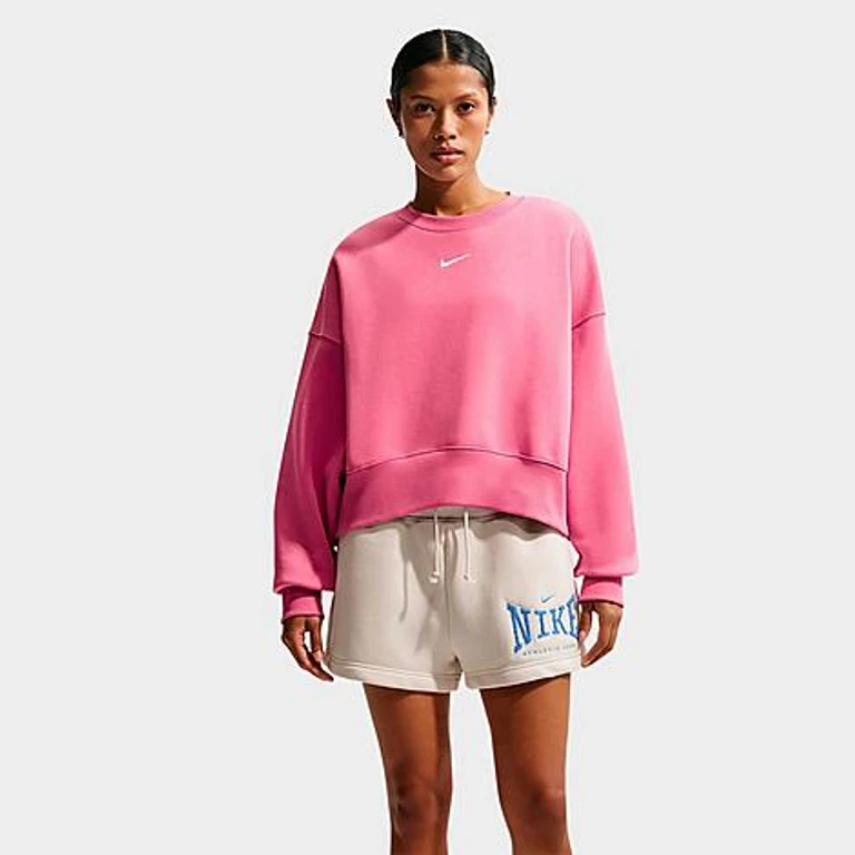 Nike Women's Sportswear Phoenix Fleece Over-Oversized Crewneck Sweatshirt in Peony/Sail Size: XXS