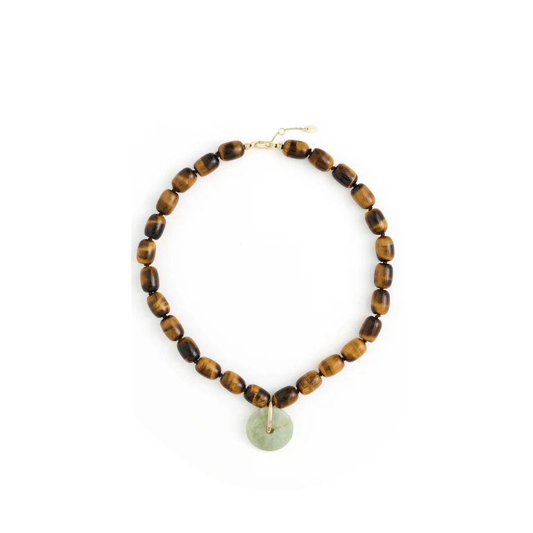 Eye of Tiger Necklace Tigerseye/Jade One Size