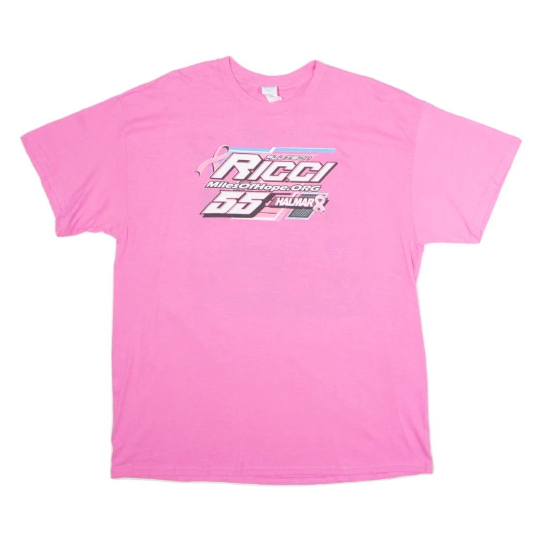 GILDAN Alison Ricci #55 Racing Mens T-Shirt Pink USA Crew Neck XL