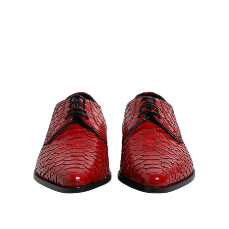 Dolce & Gabbana Red Exotic Leather Lace Up Dress Derby Shoes Python - Men