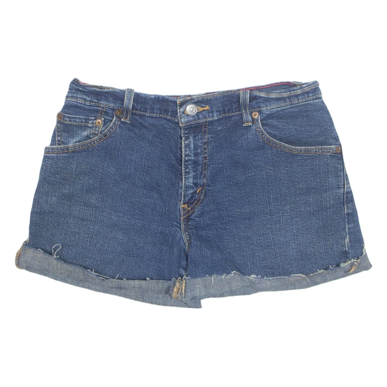 LEVI'S Cut Off Turn Up 550 Womens Denim Shorts Blue S W28
