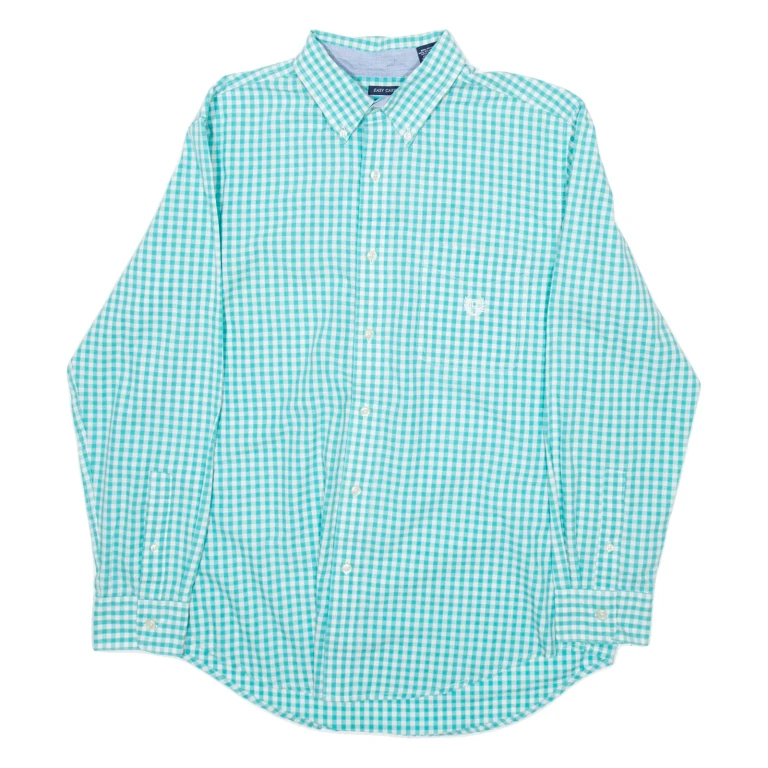 CHAPS Mens Shirt Blue Gingham Long Sleeve M