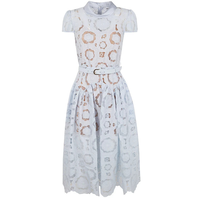 Self Portrait Robe Au Genou - Bleu (RS26167MBBLUE)