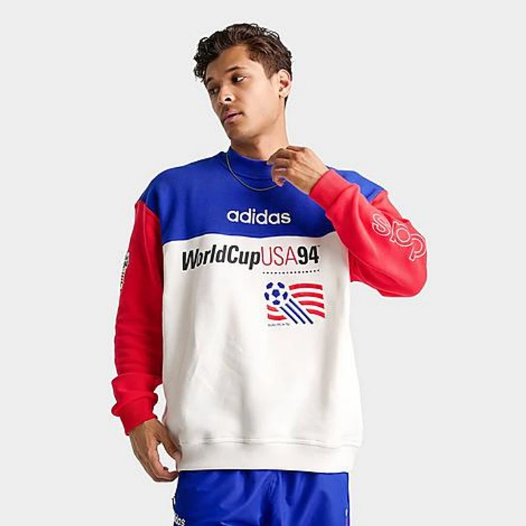 adidas Men's FIFA World Cup USA 94 Graphic Sweatshirt in Team Royal Blue/Cloud White Size: Small
